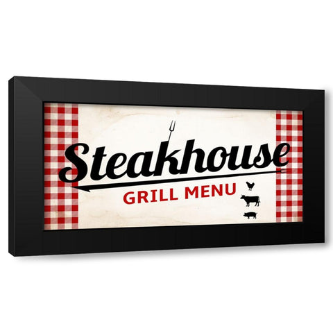 Steakhouse Grill Menu Black Modern Wood Framed Art Print with Double Matting by Allen, Kimberly