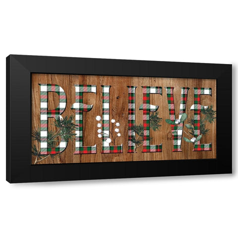 Believe Plaid Black Modern Wood Framed Art Print by Allen, Kimberly