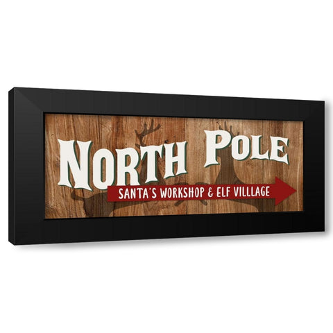 Santas Workshop And Elf Village Black Modern Wood Framed Art Print by Allen, Kimberly