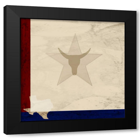 Stars and Longhorns Black Modern Wood Framed Art Print with Double Matting by Allen, Kimberly