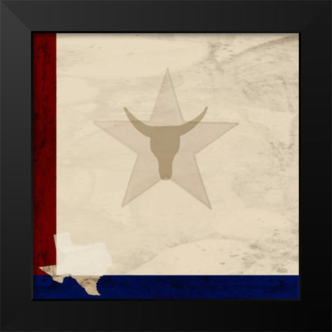 Stars and Longhorns Black Modern Wood Framed Art Print by Allen, Kimberly