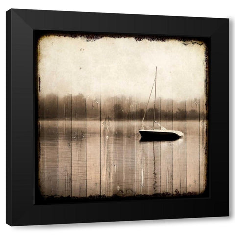 Misty Morning Boat Black Modern Wood Framed Art Print by Allen, Kimberly