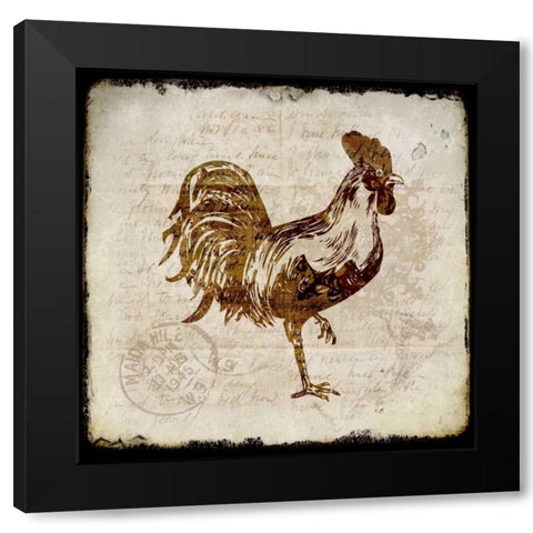 Vintage Rooster Square 1 Black Modern Wood Framed Art Print by Allen, Kimberly