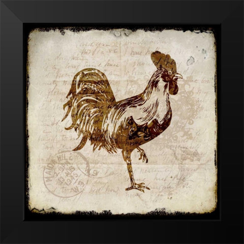 Vintage Rooster Square 1 Black Modern Wood Framed Art Print by Allen, Kimberly