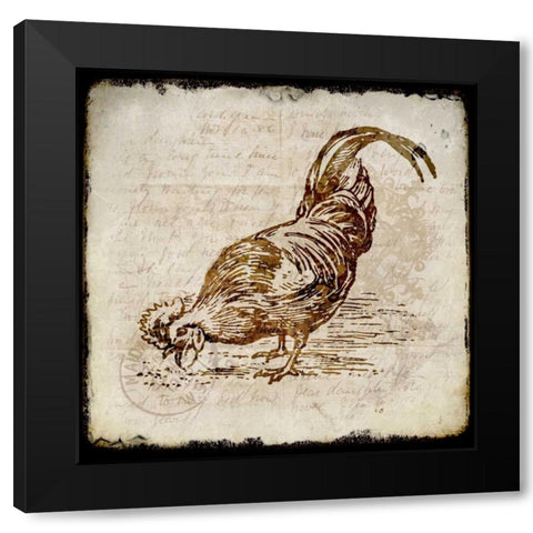 Vintage Rooster Square 3 Black Modern Wood Framed Art Print by Allen, Kimberly