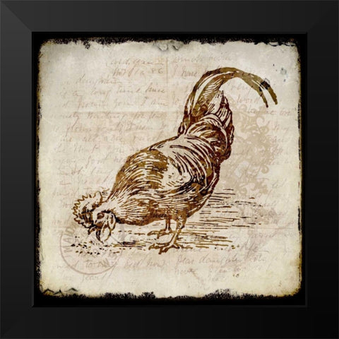 Vintage Rooster Square 3 Black Modern Wood Framed Art Print by Allen, Kimberly