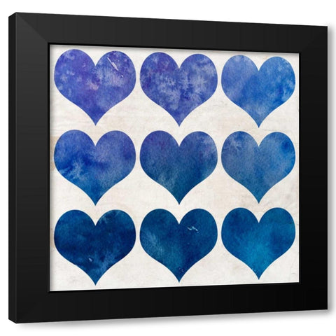 Watercolor Hearts 3 Black Modern Wood Framed Art Print with Double Matting by Allen, Kimberly