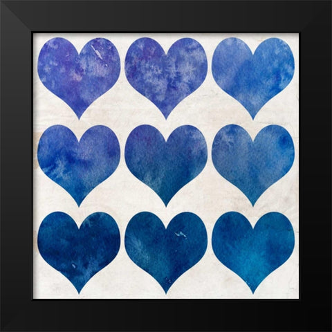 Watercolor Hearts 3 Black Modern Wood Framed Art Print by Allen, Kimberly