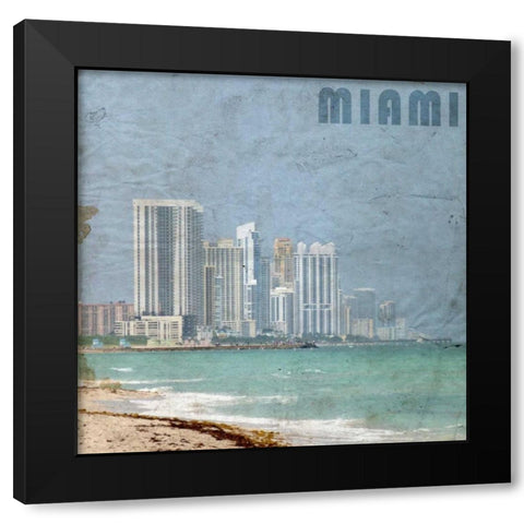 Miami Beach Black Modern Wood Framed Art Print with Double Matting by Allen, Kimberly