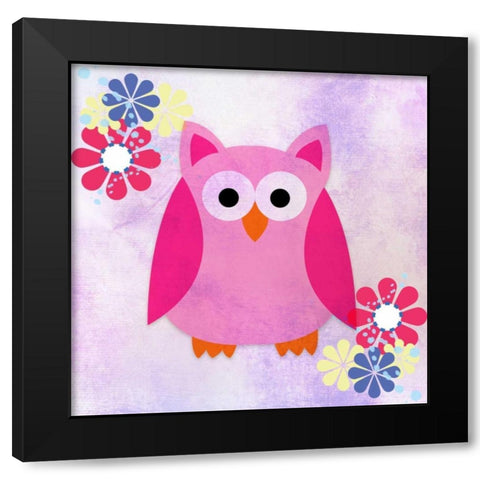Retro Owl 1 Black Modern Wood Framed Art Print by Allen, Kimberly