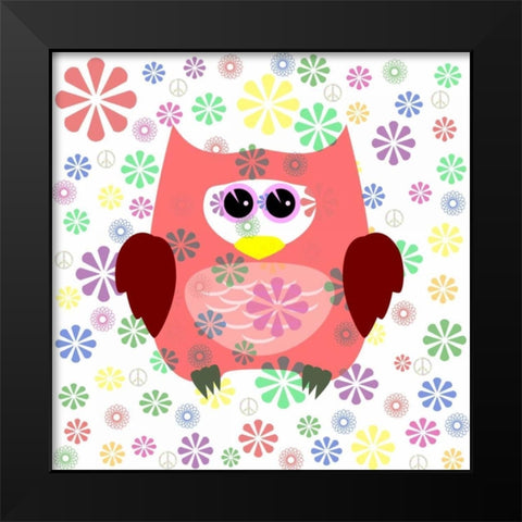 Owls and Flowers Black Modern Wood Framed Art Print by Allen, Kimberly