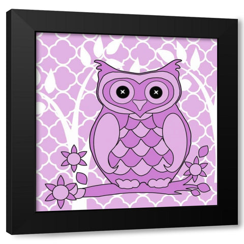 Lilac Patterened Owl Black Modern Wood Framed Art Print by Allen, Kimberly