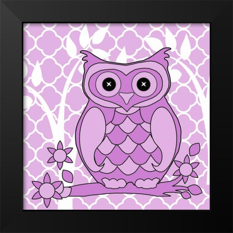 Lilac Patterened Owl Black Modern Wood Framed Art Print by Allen, Kimberly