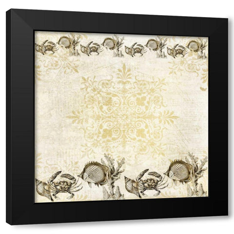 Indigo Coral Gold Black Modern Wood Framed Art Print with Double Matting by Allen, Kimberly