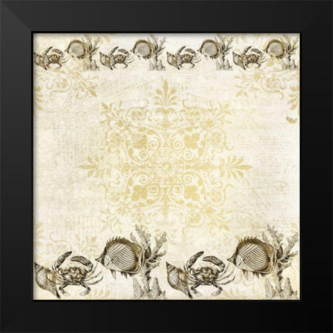 Indigo Coral Gold Black Modern Wood Framed Art Print by Allen, Kimberly
