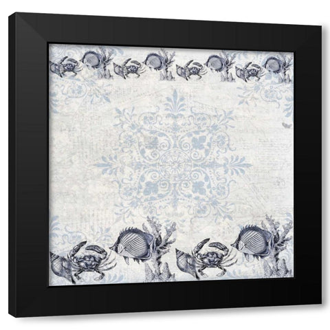 Indigo Coral Black Modern Wood Framed Art Print with Double Matting by Allen, Kimberly