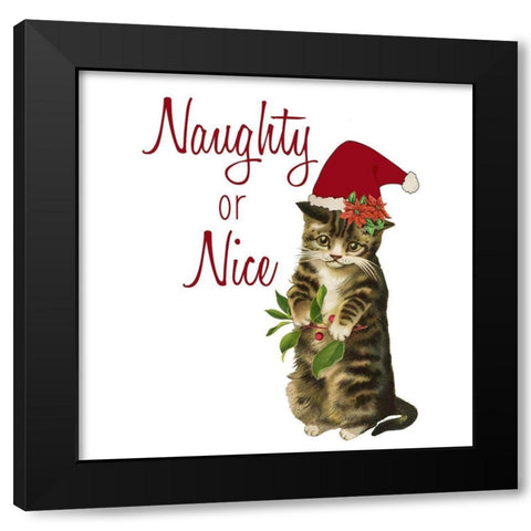 Cat Christmas 3 Black Modern Wood Framed Art Print with Double Matting by Kimberly, Allen