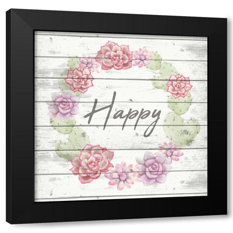 Happy Black Modern Wood Framed Art Print with Double Matting by Kimberly, Allen