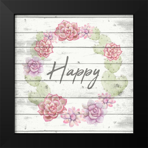 Happy Black Modern Wood Framed Art Print by Kimberly, Allen