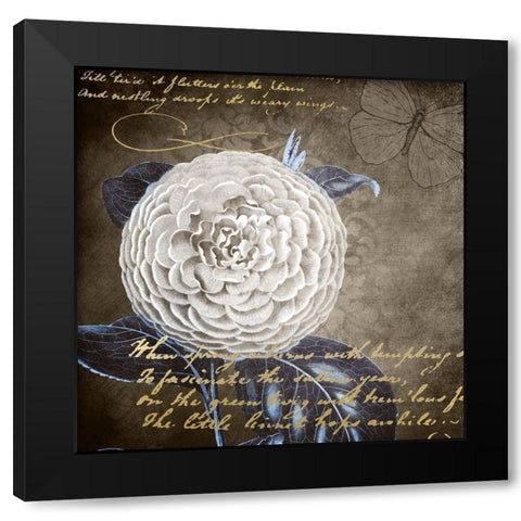 White Bloom Navy 1 Black Modern Wood Framed Art Print with Double Matting by Kimberly, Allen