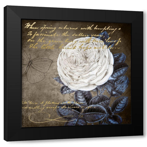 White Bloom Navy 2 Black Modern Wood Framed Art Print by Kimberly, Allen