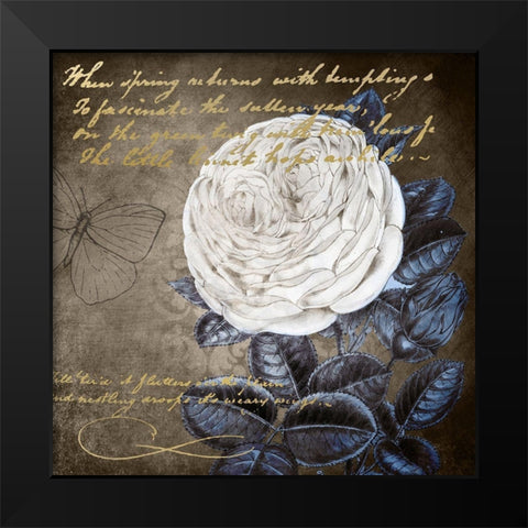 White Bloom Navy 2 Black Modern Wood Framed Art Print by Kimberly, Allen