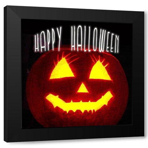 Happy Halloween Pumpkin Black Modern Wood Framed Art Print by Kimberly, Allen