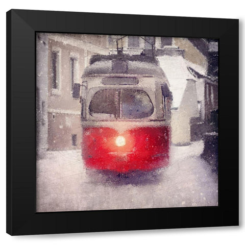 Winter Trolley Black Modern Wood Framed Art Print by Kimberly, Allen
