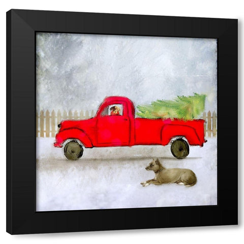 Pup In The Window Black Modern Wood Framed Art Print by Kimberly, Allen