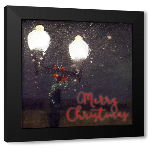 Light Post Christmas Black Modern Wood Framed Art Print by Kimberly, Allen