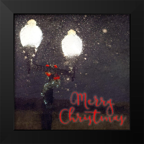 Light Post Christmas Black Modern Wood Framed Art Print by Kimberly, Allen