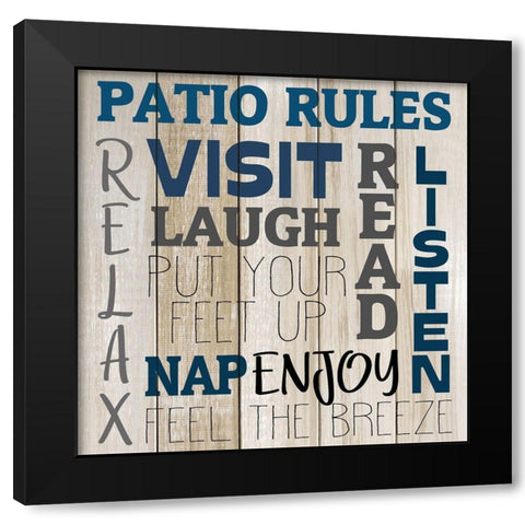 Patio Rules Black Modern Wood Framed Art Print by Allen, Kimberly