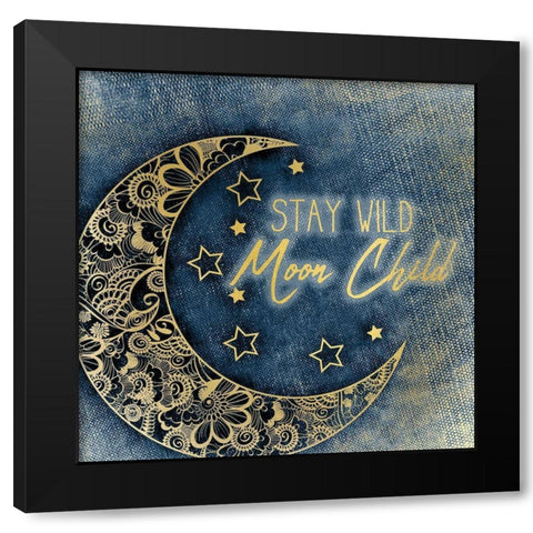 Moon Child Black Modern Wood Framed Art Print by Kimberly, Allen
