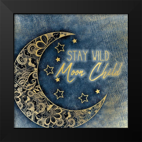 Moon Child Black Modern Wood Framed Art Print by Kimberly, Allen