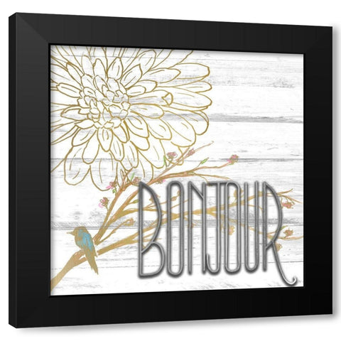 Bonjour Black Modern Wood Framed Art Print by Kimberly, Allen