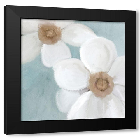 Blue Floral 2 Black Modern Wood Framed Art Print by Kimberly, Allen