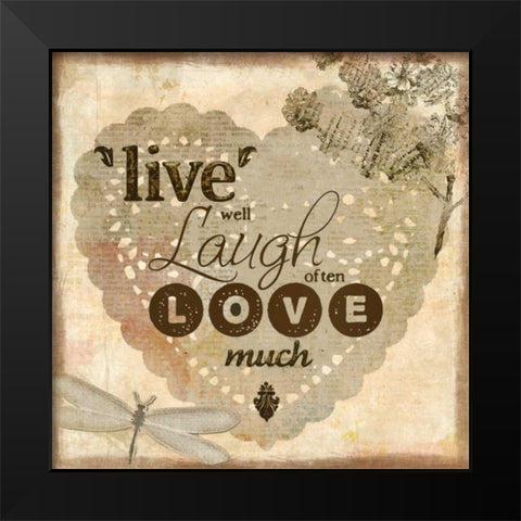 Live Well Black Modern Wood Framed Art Print by Allen, Kimberly
