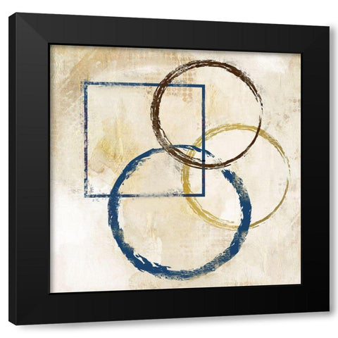 Blue Circles and Squares 1 Black Modern Wood Framed Art Print by Allen, Kimberly