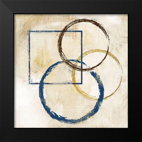 Blue Circles and Squares 1 Black Modern Wood Framed Art Print by Allen, Kimberly