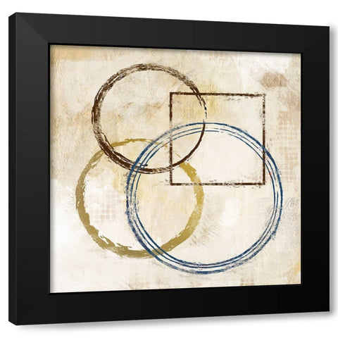 Blue Circles and Squares 2 Black Modern Wood Framed Art Print with Double Matting by Allen, Kimberly
