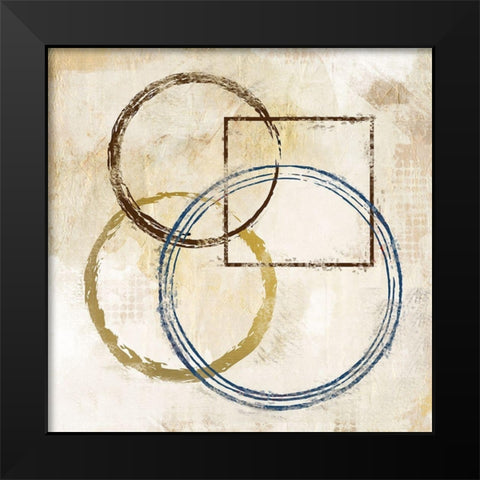 Blue Circles and Squares 2 Black Modern Wood Framed Art Print by Allen, Kimberly