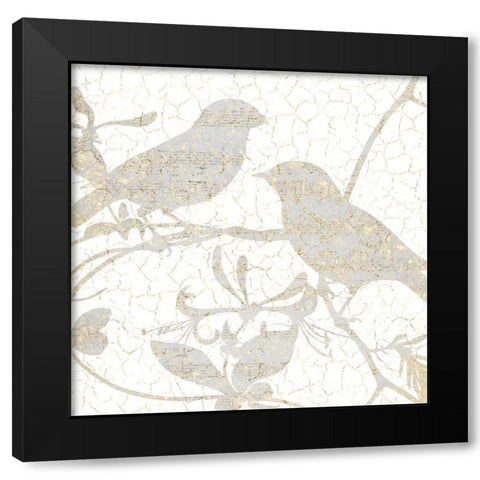Bird Silhouette 1 Black Modern Wood Framed Art Print with Double Matting by Kimberly, Allen