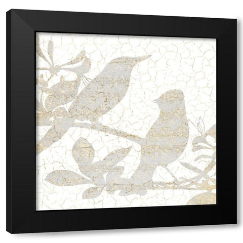 Bird Silhouette 2 Black Modern Wood Framed Art Print with Double Matting by Kimberly, Allen