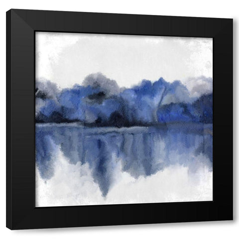 Indigo Trees Black Modern Wood Framed Art Print with Double Matting by Kimberly, Allen