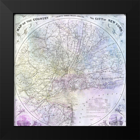 Watercolor Map 3 Black Modern Wood Framed Art Print by Kimberly, Allen