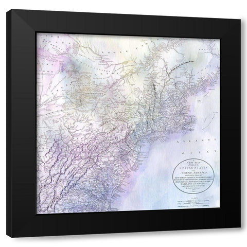 Watercolor Map 4 Black Modern Wood Framed Art Print with Double Matting by Kimberly, Allen