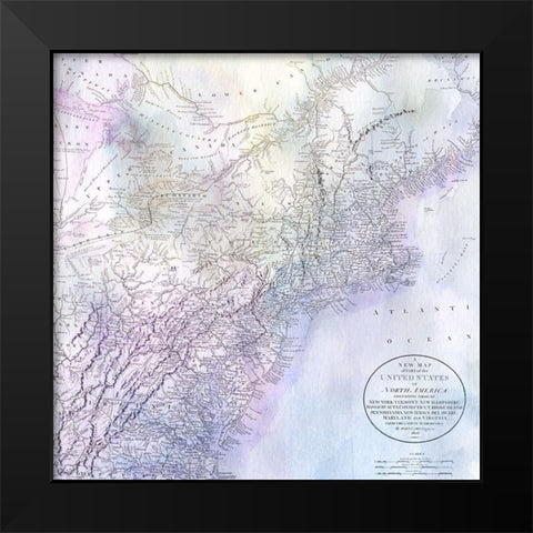 Watercolor Map 4 Black Modern Wood Framed Art Print by Kimberly, Allen