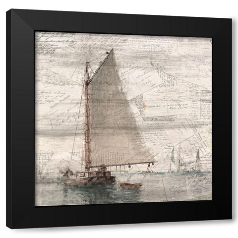 Sailing 2 Black Modern Wood Framed Art Print with Double Matting by Kimberly, Allen