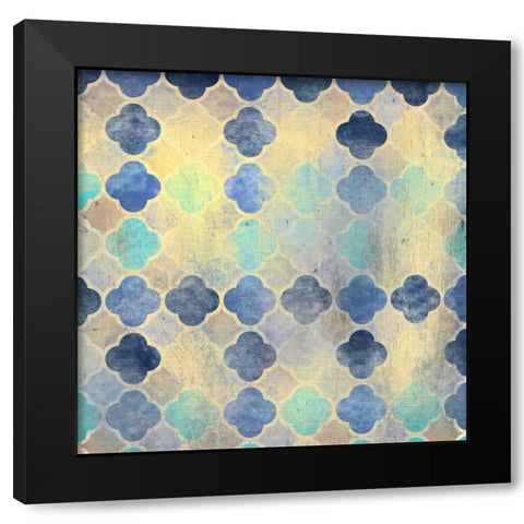 Indigo Marble Pattern Black Modern Wood Framed Art Print with Double Matting by Allen, Kimberly