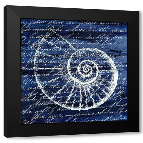 Indigo Shell 1 Black Modern Wood Framed Art Print by Kimberly, Allen